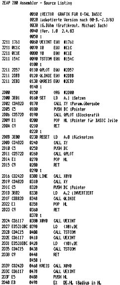 ZEAP Z80 Assembler – Source Listing